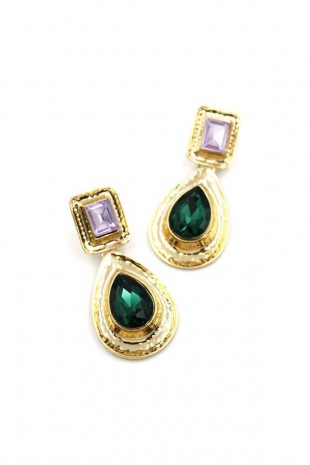 Damla Taşlı Küpe - Altın Damla Taşlı Küpe - Altın