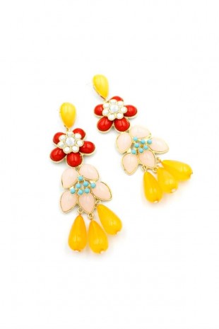 Çiçek Küpe - Kırmızı Çiçek Küpe - Kırmızı