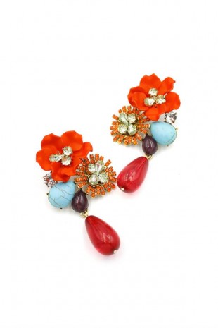 Çiçek Küpe - Kırmızı