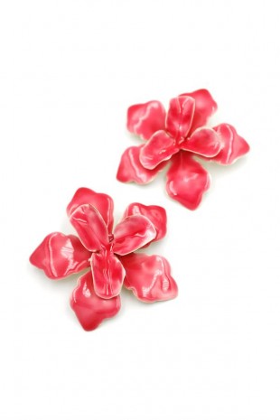 Metal Çiçek Küpe - Pembe Metal Çiçek Küpe - Pembe