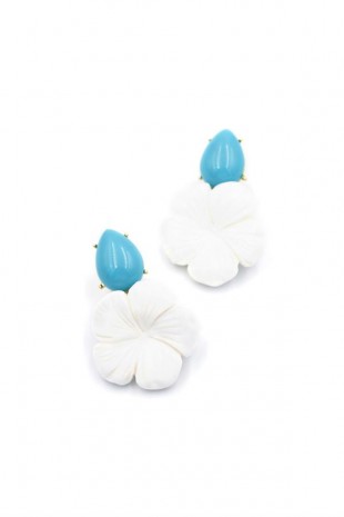 Çiçek Küpe - Beyaz Çiçek Küpe - Beyaz