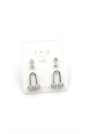 Çoklu Taşlı Küpe - Gümüş Çoklu Taşlı Küpe - Gümüş