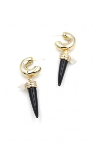 Fildişi Halka Küpe - Siyah Fildişi Halka Küpe - Siyah