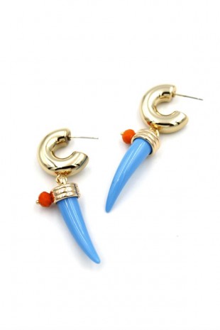 Fildişi Halka Küpe - Mavi Fildişi Halka Küpe - Mavi