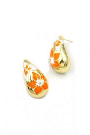 Çiçek Küpe - Turuncu Çiçek Küpe - Turuncu