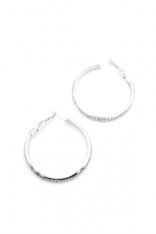 Taşlı Halka Küpe - Gümüş Taşlı Halka Küpe - Gümüş