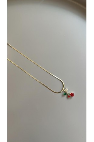 Taşlı Kiraz Kolye - Altın Taşlı Kiraz Kolye - Altın