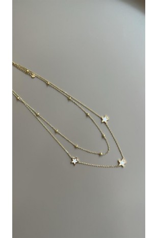 İkili Zincir Yıldız Kolye - Altın İkili Zincir Yıldız Kolye - Altın