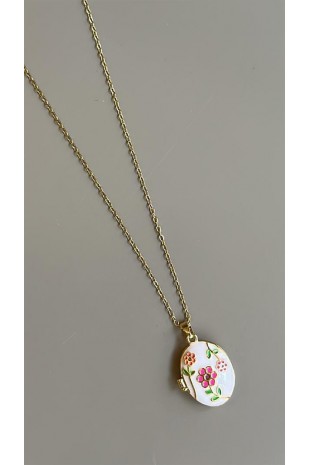 Çiçek Kapaklı Kolye - Altın Çiçek Kapaklı Kolye - Altın