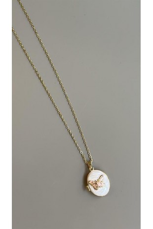 Kelebek Kapaklı Kolye - Altın Kelebek Kapaklı Kolye - Altın