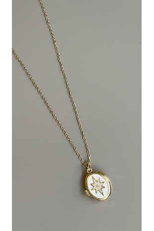 Kapaklı Kuzey Yıldızı Kolye - Beyaz Kapaklı Kuzey Yıldızı Kolye - Beyaz