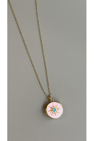 Kapaklı Güneş Kolye - Pembe Kapaklı Güneş Kolye - Pembe