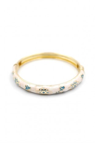 Mineli Çiçekli Bilezik - Turkuaz Mineli Çiçekli Bilezik - Turkuaz