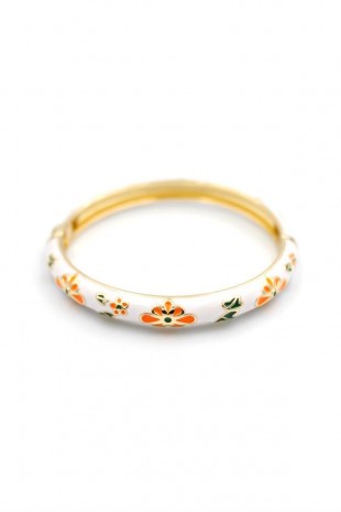 Mineli Çiçekli Bilezik - Turuncu Mineli Çiçekli Bilezik - Turuncu