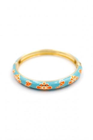 Mineli Çiçekli Bilezik - Turkuaz Mineli Çiçekli Bilezik - Turkuaz