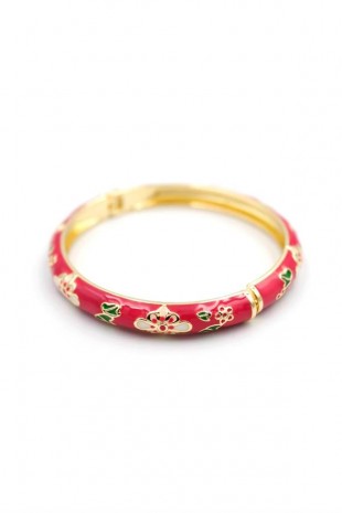 Mineli Çiçekli Bilezik - Pembe Mineli Çiçekli Bilezik - Pembe