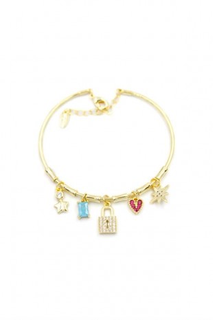 Kilit Charmlı Bilezik - Altın Kilit Charmlı Bilezik - Altın