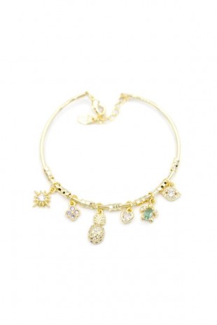 Ananas Charmlı Bilezik - Altın Ananas Charmlı Bilezik - Altın