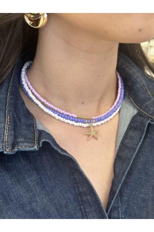 Deniz Yıldızı Boncuk Kolye - Mor