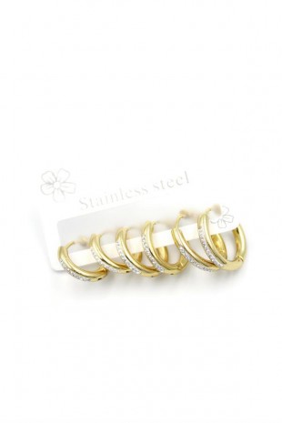 6'lı Çelik Halka Küpe - Altın 6'lı Çelik Halka Küpe - Altın