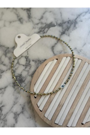 Kristal Boncuklu Kolye - Haki Yeşil Kristal Boncuklu Kolye - Haki Yeşil