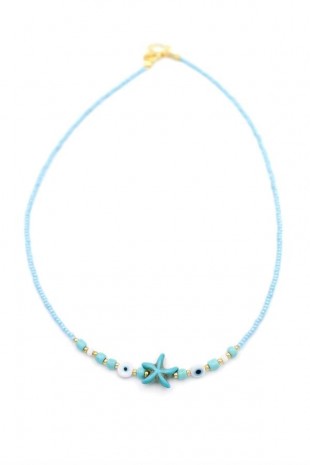 Boncuk Deniz Yıldzı Kolye - Mavi Boncuk Deniz Yıldzı Kolye - Mavi