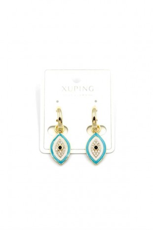 Mineli Nazar Küpe - 14K Altın Mineli Nazar Küpe - 14K Altın