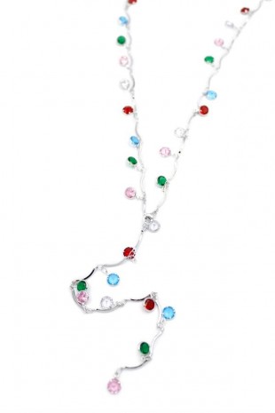 Renkli Taşlı Y Kolye - Gümüş Renkli Taşlı Y Kolye - Gümüş