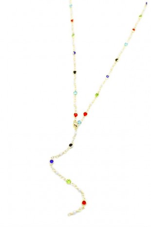 Renkli Taşlı Y Kolye - Altın Renkli Taşlı Y Kolye - Altın