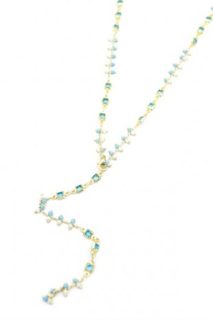 Mavi Taşlı Y Kolye - Altın Mavi Taşlı Y Kolye - Altın