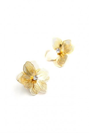 Metal Çiçek Küpe - Altın Metal Çiçek Küpe - Altın