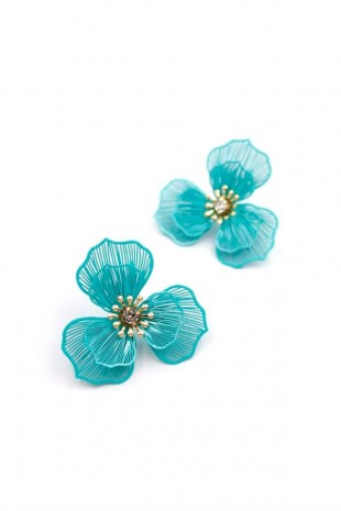 Metal Çiçek Küpe - Turkuaz Metal Çiçek Küpe - Turkuaz