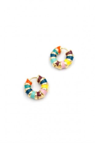 Mineli Halka Küpe - ÇOK RENKLİ Mineli Halka Küpe - ÇOK RENKLİ