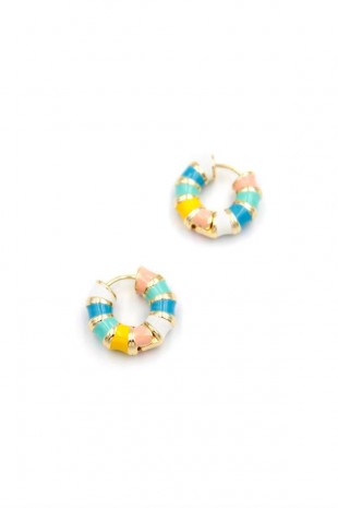 Mineli Halka Küpe - Turkuaz Mineli Halka Küpe - Turkuaz