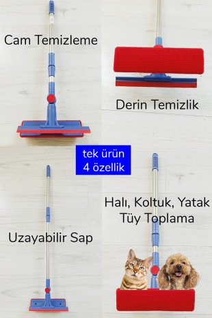 Çok Amaçlı Pratik Cam Temizleyici Kıl Tüy Toplayıcı Halı Kanepe Koltuk Temizleyici Döner Başlıklı