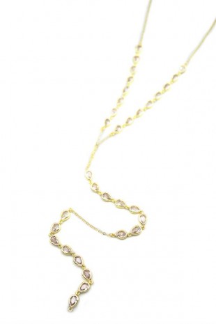 Damla Taşlı Y Kolye - Altın Damla Taşlı Y Kolye - Altın