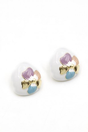 Mineli Çiçek Küpe - Mor Mineli Çiçek Küpe - Mor