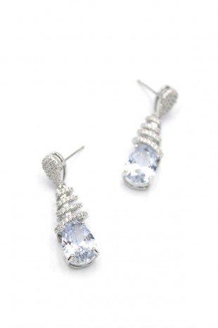 Taşlı Damla Küpe - Gümüş Taşlı Damla Küpe - Gümüş