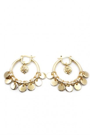 Pullu Halka Küpe - Altın Pullu Halka Küpe - Altın