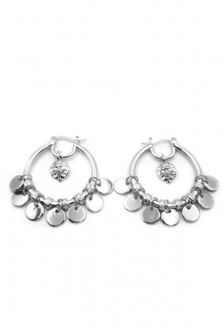 Pullu Halka Küpe - Gümüş Pullu Halka Küpe - Gümüş