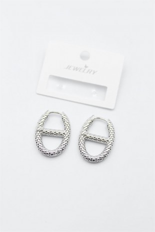 Oval Halka Küpe - Gümüş Oval Halka Küpe - Gümüş