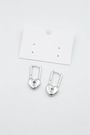 Kalp Kilit Küpe - Gümüş Kalp Kilit Küpe - Gümüş