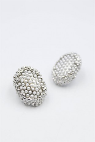 İnci Plaka Küpe - Gümüş İnci Plaka Küpe - Gümüş