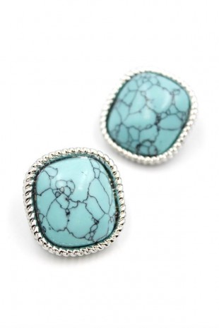 Turkauz Taşlı Küpe - Gümüş Turkauz Taşlı Küpe - Gümüş