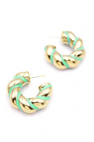 Mineli Halka Küpe - Yeşil Mineli Halka Küpe - Yeşil