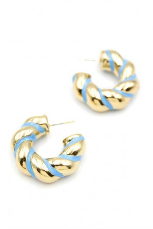 Mineli Halka Küpe - Mavi Mineli Halka Küpe - Mavi