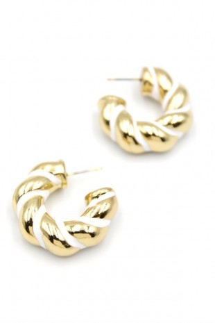 Mineli Halka Küpe - Beyaz Mineli Halka Küpe - Beyaz