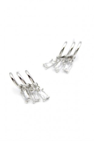 Baget Taşlı Küpe - Gümüş Baget Taşlı Küpe - Gümüş