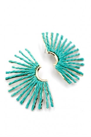 Güneş Hasır Küpe - Su Yeşili Güneş Hasır Küpe - Su Yeşili