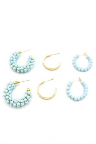 Boncuklu Küpe Seti - Turkuaz Boncuklu Küpe Seti - Turkuaz